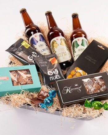 Ølgavekasse med Snacks og Blomster – Weekendtilbud!